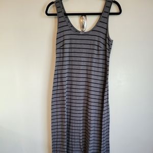 Motherhood Gray Black Striped Sleeveless Maternity Dress